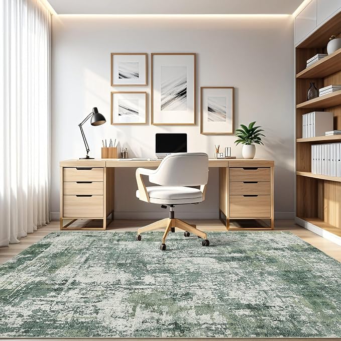 LOONGRUG 7x9 Area Rug Washable Large Neutral Modern Living Room Rugs | Abstract - Image 8
