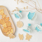 Cookie Stamps Set of 4, Cookie Press Mold, Decorating Supplies for DIY Baking, Cake, Pastry, Easy to Use- Christmas Series