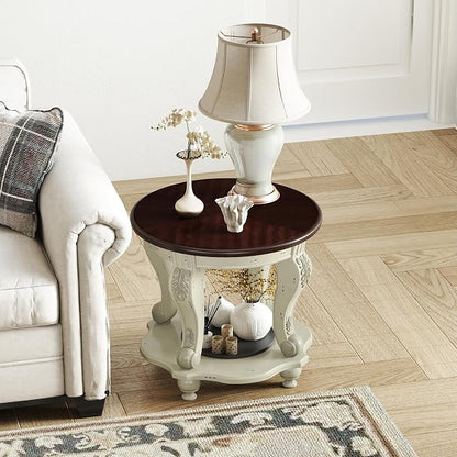 LKTART Round End Table, Victorian Vintage End Tables - Image 5