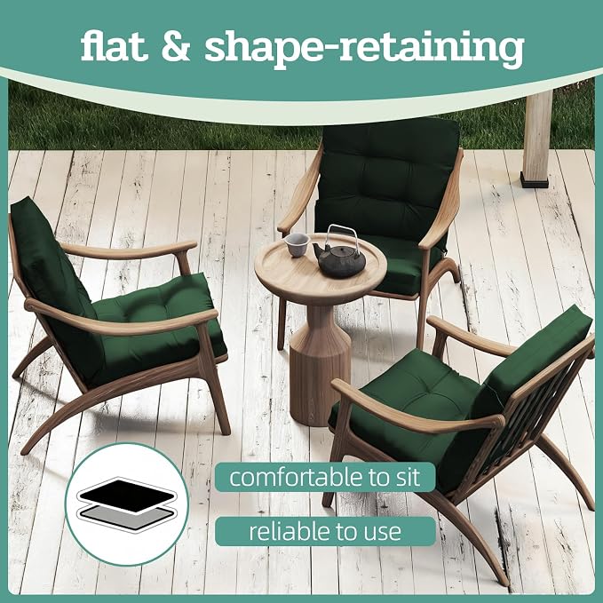 Outdoor Chair Cushions Set of 2, High Back Soft Seat Pad - Image 7
