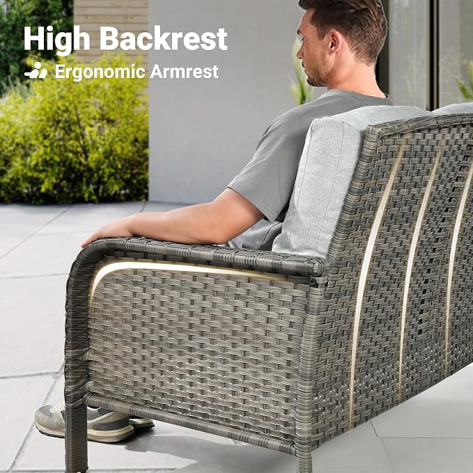 ovios 4-Piece Patio Furniture Set, Outdoor Wicker Sofa - Image 2