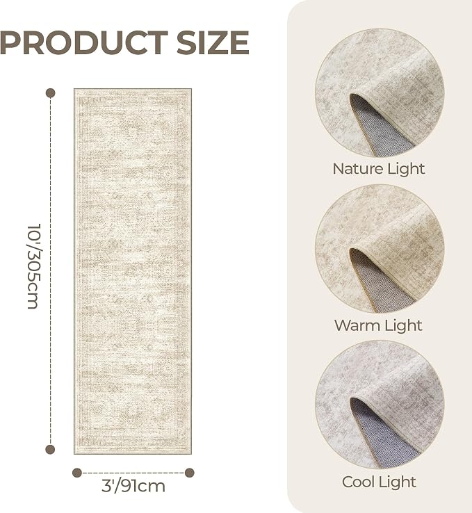 3x10 Runner Rug Non Slip, Washable Hallway Runner Rug, Laundry Room, Soft - Image 2