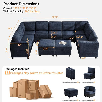 127'' Oversized U Shaped Modular Sofa, Sectional Couches - Image 2
