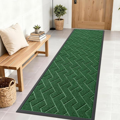 OLANLY Front Door Mat Outside 71x23, All-Season Absorbent Rubber Doormat | Green by OLANLY