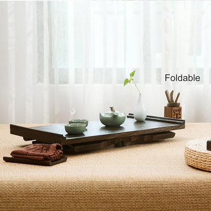 Japanese Wood Floor Table with Foldable Legs - Image 6