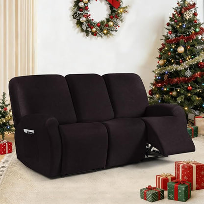 ANARACHON Leather Look Recliner Couch Cover, 8-Pieces Stretch Recliner Sofa - Image 2