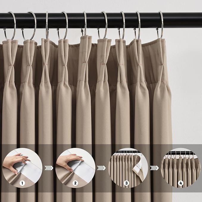 Extra Wide Pinch Pleated Blackout Living Room Curtains 102 Inches Long - Image 2