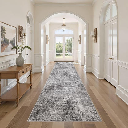 DMOYEST Washable Runner Rug for Hallway: 3x12 Neutral Modern Abstract Low Pile by DMOYEST