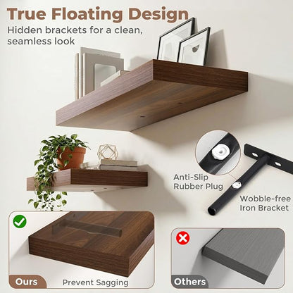 12 inch Deep Floating Shelves for Wall, 55 inch Wide Engineered Wood Wall - Image 4