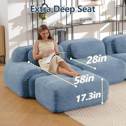 Boneless Sectional Couch, No Assembly Required, 117.3” L Shaped Modular Cloud - Image 5