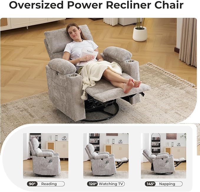 Oversized Power Recliner Chair Swivel Glider - Image 7