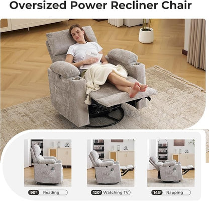 Oversized Power Recliner Chair Swivel Glider - Image 8