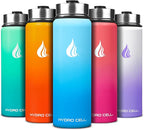 HYDRO CELL Stainless Steel Insulated Water Bottle with Straw - For Cold & Hot Drinks - Metal Vacuum Flask with Screw Cap and Modern Leakproof Sport Thermos for Adults (Sky/Blue 24oz)