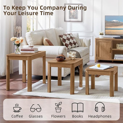 Joaxswe Farmhouse Nesting Tables Set of 3, Living Room Table Set - Image 6