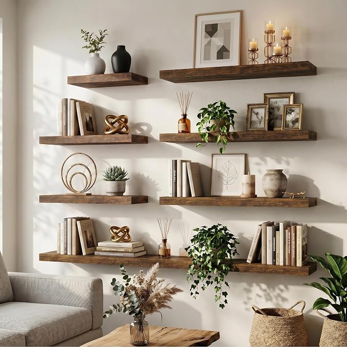 FLYJOE Floating Shelves for Wall, 32 Inch Floating Shelves Set of 2, Kitchen - Image 3