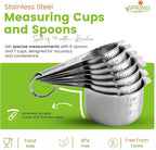 Spring Chef Stainless Steel Measuring Cups and Spoons Set of 14 with Leveler, Nesting Kitchen Metal Measuring Cups and Spoons Set for Dry and Liquid Ingredients, Perfect for Cooking & Baking