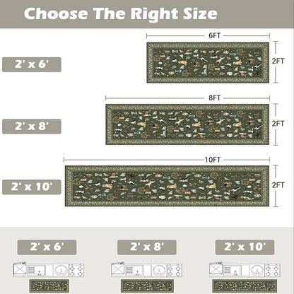 Dark Green Hallway Runner Rug 2x5 - Image 2