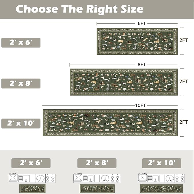 Dark Green Hallway Runner Rug 2x4 - Image 2