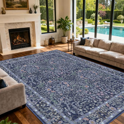 9x12 Washable Area Rugs for Living Room, Stain Resistant Vintage Rugs for - Image 4