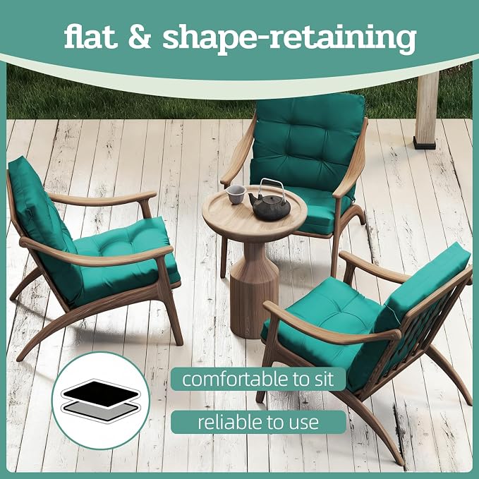 Outdoor Chair Cushions Set of 2, High Back Soft Seat Pad - Image 7
