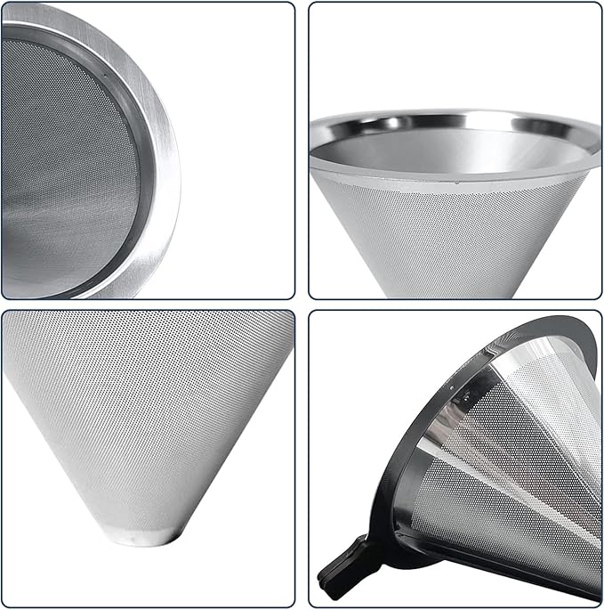 Pour Over Coffee Dripper-Stainless Steel Coffee Filter,Reusable Drip Cone Coffee Filter Portable Pour for 1-4 Cup (Without base, M)