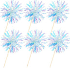 30 PCS Foil Firework Cupcake Toppers Sparkle Tinsel Cupcake Picks Happy Birthday Cake Toppers Drink Stirrers Cocktail Food Fruit Toothpicks for Baby Shower Wedding Party Decorations Supplies Blue