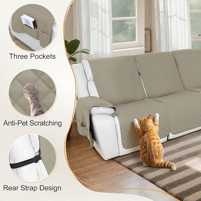 HDCAXKJ 100% Waterproof Reclining Sectional Couch Covers L Shape Recliner Sofa - Image 7
