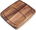 Uiifan 1 Pcs Steak Plates with Juice Channel Wooden Steak Board Set Acacia Cutting Serving Board for Home Serving Eating Meat Dishes Snack Dessert, 13 x 11 x 0.6 Inch