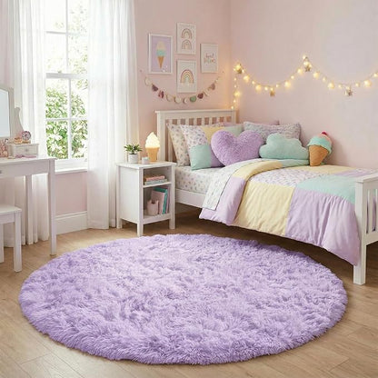Amdrebio Light Purple Lavender Small Round Rug 3Ft - Image 4