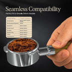 Bottomless Portafilter 54mm - Stainless Steel Filter Basket and Ergonomic Mahogany Wood Handle - Compatible with Breville 54mm Bottomless Portafilter Coffee Machine Models