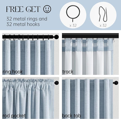 Topfinel Light Blue Linen Blackout Curtains 90 Inches Long - Image 4