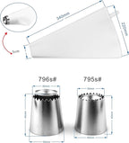 Cake Decorating Set, 2 Pieces Stainless Steel Icing Piping Nozzles Tips Kit with Reusable Piping Bag - Christmas Birthdays Anniversary Wedding Cakes Cookies Dessert Pastry DIY Making Tools