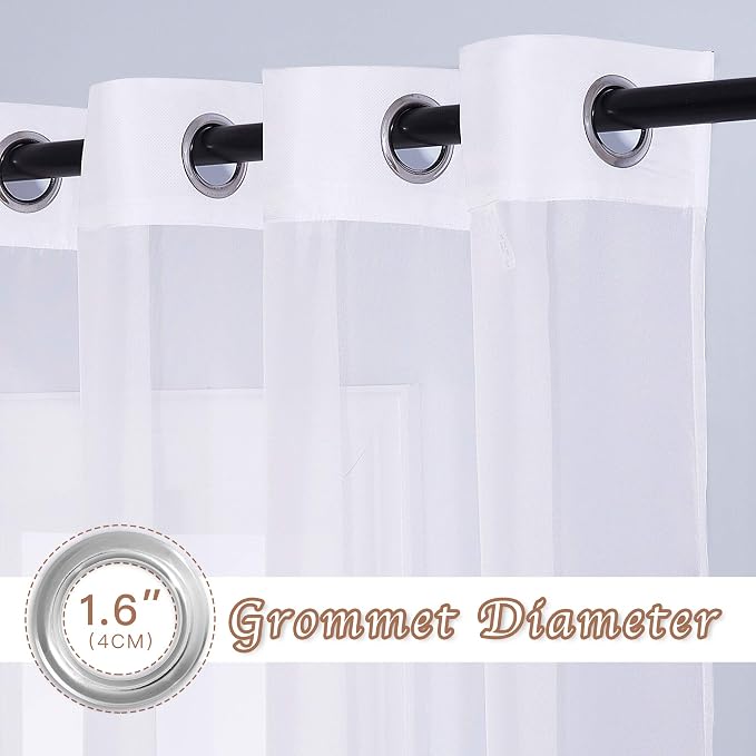 NICETOWN Sheer White Curtains 96 inches Length - Image 2