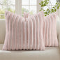 decorUhome Fall Faux Fur Throw Pillow Covers 22x22 Set of 2 Pink White | by decorUhome