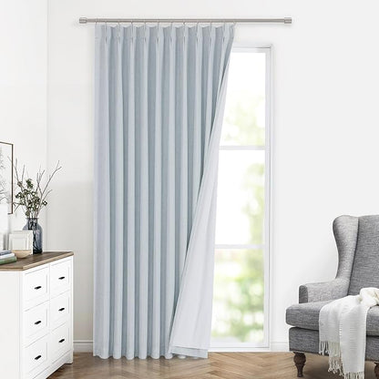Vision Home Blue Fog Pinch Pleated Full Blackout Curtains Linen Blended Room by VisionHome