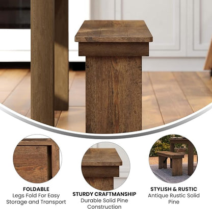 Flash Furniture Hercules Series 40" x 12" Commercial Grade Rustic Solid Pine - Image 4
