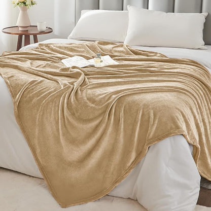 BEDELITE Fleece Blanket Soft Plush King Bed Blanket Light Camel 108"x90" | - Image 6