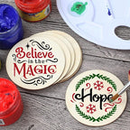 Small Christmas Stencils 4inch,Christmas Stencil Xmas Vintage Stencils Holiday Templates for Painting on Wood Slice