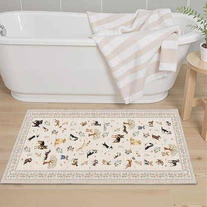 Beige Hallway Runner Rug 2x4 for Bedroom Kitchen | Ultra-Thin;Boho Style;Low - Image 3
