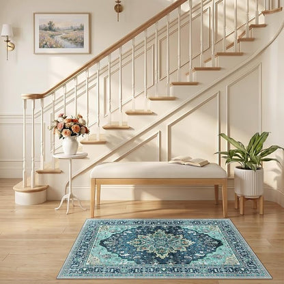 RELEANY Washable Area Rug, Small 2'6"x4', Teal | Non-Slip, Water Repellent - Image 2