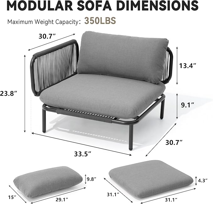 Crestlive Products Outdoor Patio Furniture Set, 6 Seater Modular Oversized - Image 4