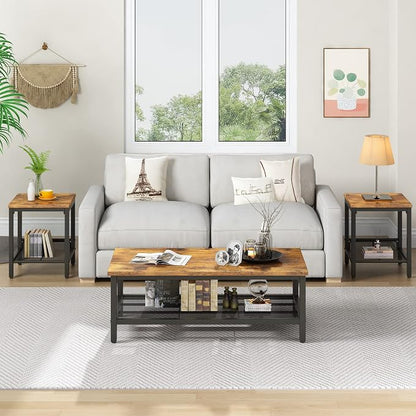 furlinkhm Coffee Table Set of 3, Industrial Coffee Table - Image 4