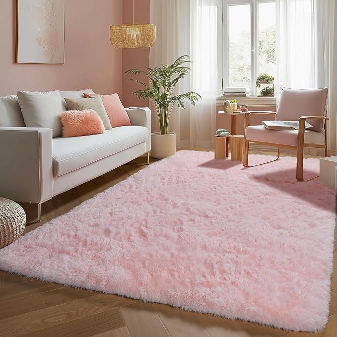 Pink Rugs for Girls Bedroom 4x6 Ft Cute Girls Room Decor Aesthetic Area Rug | - Image 2