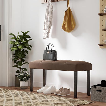 Roundhill Furniture Strata Velvet Upholstered Dining Bench - Image 4