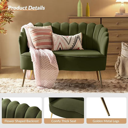 HULALA HOME Modern Velvet Loveseat Sofa - Image 4