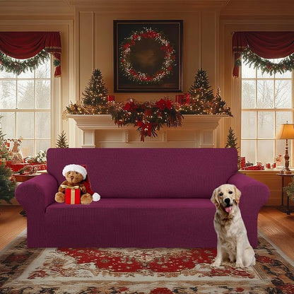 Stretch Oversized Couch Covers for Sofa Slipcover, Wine | 1-Piece Washable Sofa - Image 2