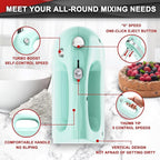 Lord Eagle Hand Mixer Electric 400W, 5 Speed handheld Mixer, 5 Stainless Steel Accessories for Baking Cake Egg Cream Food Beater, Turbo Boost/Self-Control Speed + Eject Button