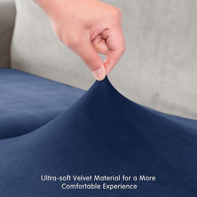 Hokway Velvet Couch Cushion Covers Water Resistant Seat Covers Stretch Sofa - Image 6