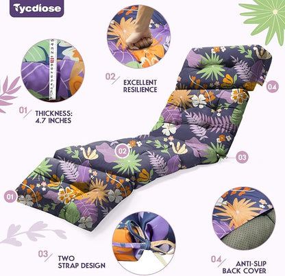 Outdoor Chaise Lounge Chair Cushion Waterproof 74.4 x 22 x 4.7 Inches Thickened - Image 5