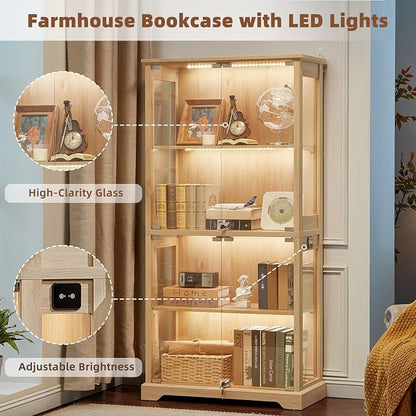 LELELINKY Farmhouse Display Cabinet Set of 2 - Image 8